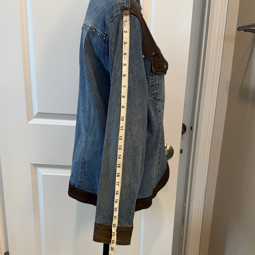 Diane Gilman Blue and Brown Jean Jacket - Picture 8 of 11